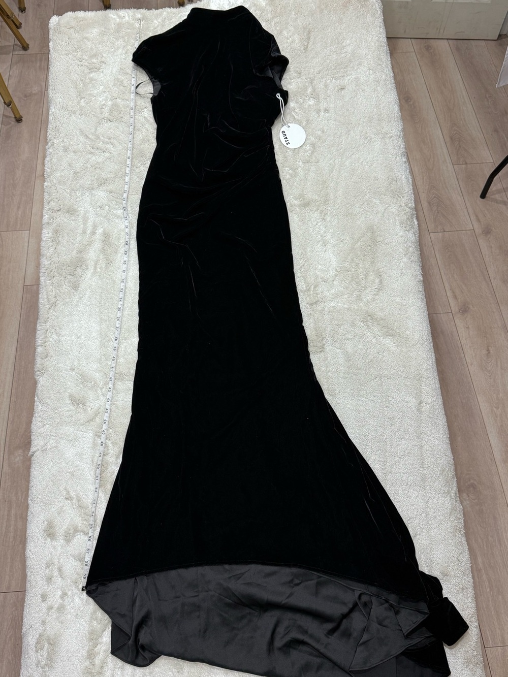 NWT STAUD Tina Maxi MockNeck Open Back Rushed Gown Dress, size 4 - Picture 8 of 16